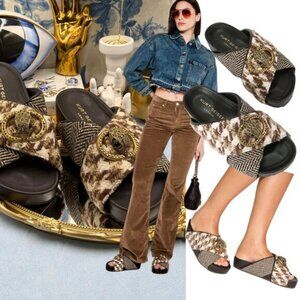 🆕 KURT GEIGER LONDON 🧿 NWOB Chelsea Drench Cross Strap Sandal, Brown Sz US 9